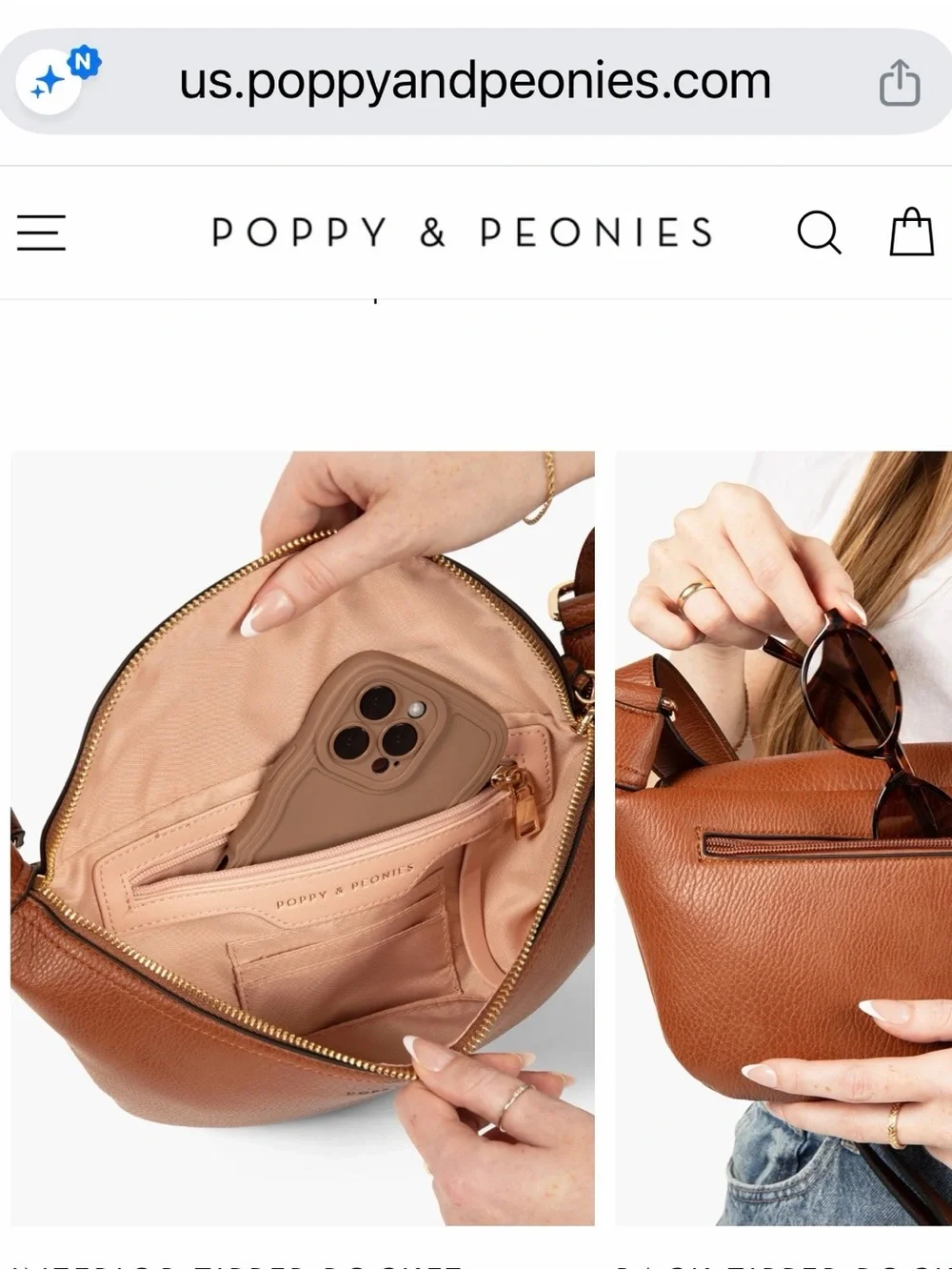 Poppy & Peonies Forest Green Pebbled Leather Crossbody Bag with Gold Hardware